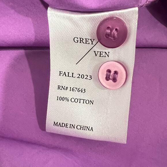 GreyVen Reiki Boyfriend Purple Collared Button Up Blouse Top Size S NEW Tags - Picture 4 of 12